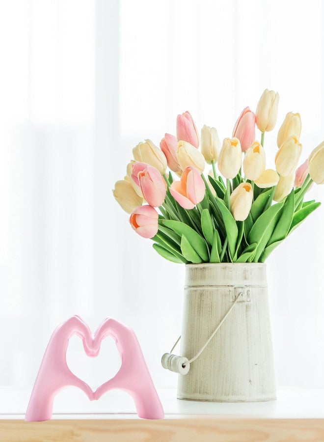 Lynagert Small Heart Hands Sculpture Decor for Living Room Bedroom Bookshelf Coffe Table and Office Display, Love Finger Statue Modern Aesthetic Home Decor, Unique Gift for Wedding Christmas Birthday (Pink) - Image 2
