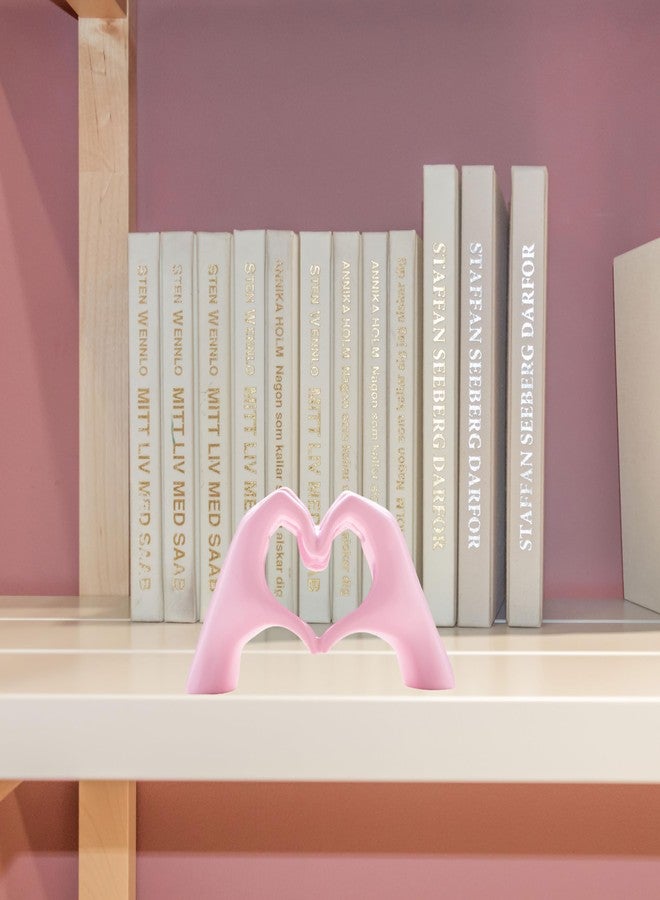 Lynagert Small Heart Hands Sculpture Decor for Living Room Bedroom Bookshelf Coffe Table and Office Display, Love Finger Statue Modern Aesthetic Home Decor, Unique Gift for Wedding Christmas Birthday (Pink) - Image 3