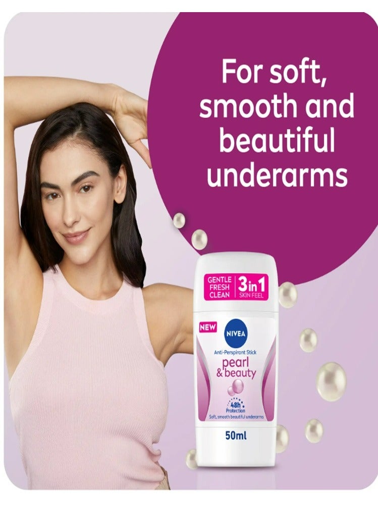 Nivea Antiperspirant Stick for Women, 48h Protection, Pearl & Beauty, 50ml - Image 2