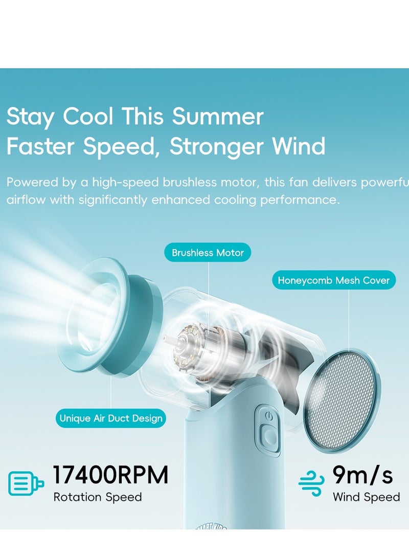 Rock Crayon Shin-chan Co-branded Portable Handheld Fan, High Speed Turbo Mini Fan with 5 Speeds, 3000mAh Battery Rechargeable Mini Small Pocket Fan, LED Digital Display, Gifts for Women Men Travel/Camping/Vacation/Outdoor-Blue  - Image 4