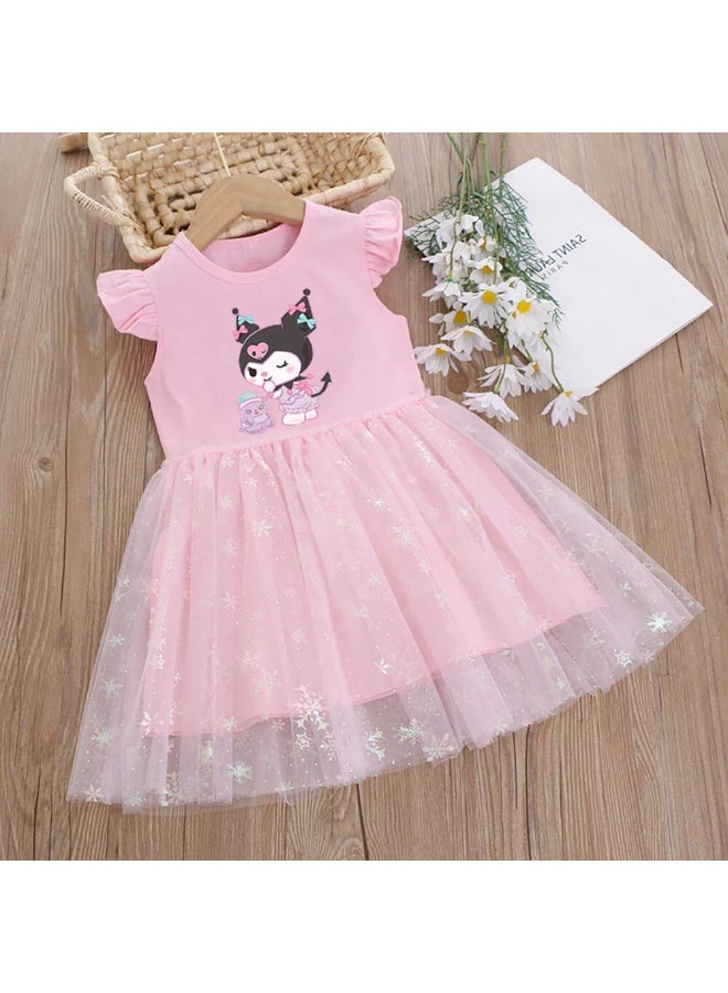 general Multi Size Kuromi Printed Dress Cute Cartoon Pattern Soft Breathable Casual Princess Dress For Girls Daily Outdoor Home Wear - Image 1