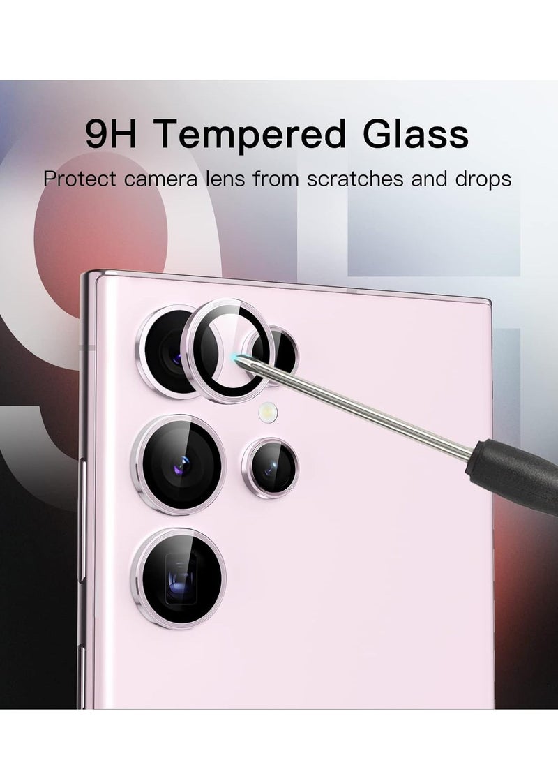 vesus Camera Lens Protector for Samsung Galaxy S23 Ultra 5G 6.8-Inch, 9H Tempered Glass Metal Individual Ring Cover, Easy Installation Tray, HD Clear, Set of 5 (Lavender) - Image 4