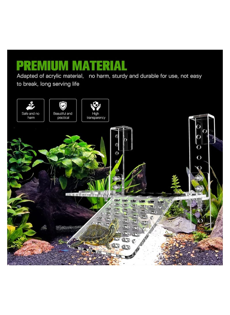 KASTWAVE - Turtle Basking Platform, Acrylic Turtle Tank Platform, Large Hanging Aquatic Reptile Ramp Dock, Adjustable Tortoise Resting Terrace, Turtle Tank Accessories - Image 1