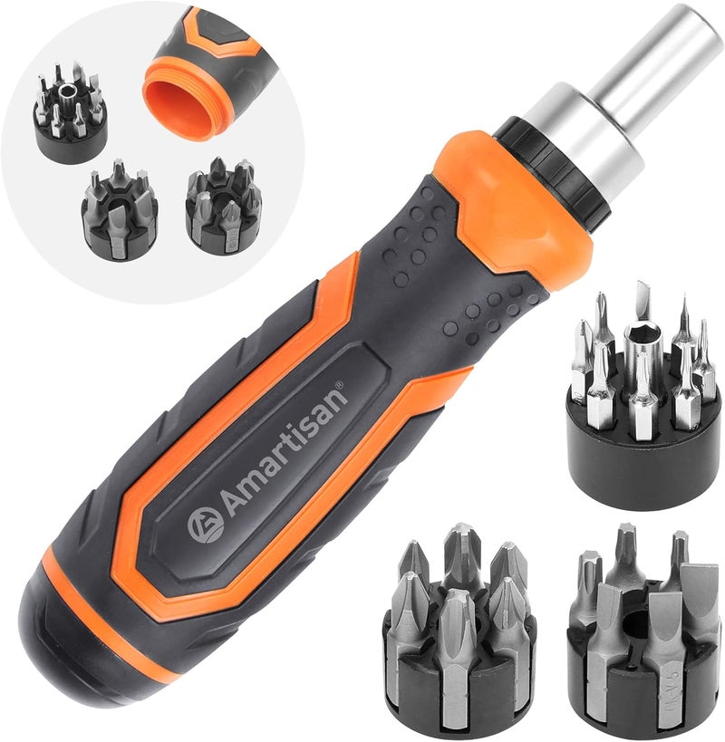 Amartisan 22 IN 1 Ratchet Screwdriver Set, Precision Multi-bit Ratchet Screw Drivers, Slotted/Philips/Pozi/Torx - Image 1