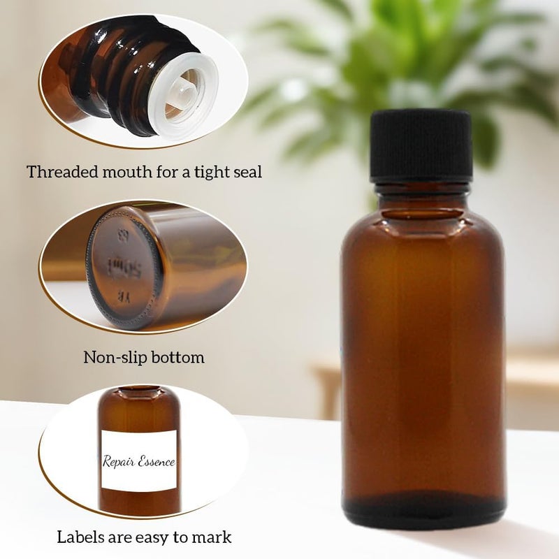 SYBL 6Pcs Amber Glass Essential Oil Bottles with Orifice Reducer and Black Cap Empty Cosmetic Perfume Aromatherapy Storage Container Vial Pots Portable Refillable size 30ml/1oz Storage & transit friendly - Image 3