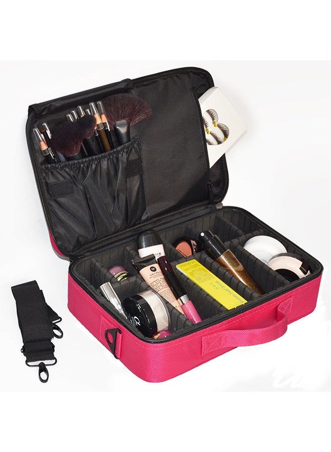 كيس تخزين مستحضرات التجميل ، كيس تخزين الماكياج ، كيس مستحضرات التجميل السفر ، كيس ماكياج السفر المقاوم للماء والرطوبة القابل للتعديل بحرية ، ثلاث طبقات كبيرة السعة ، 34 سم × 24 سم × 11 سم. - Image 1
