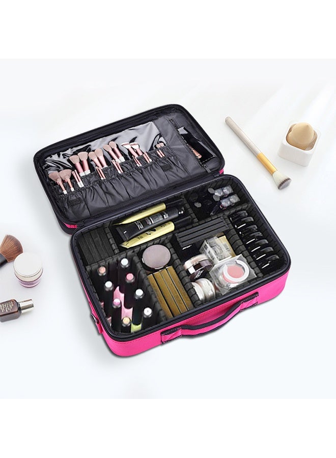 كيس تخزين مستحضرات التجميل ، كيس تخزين الماكياج ، كيس مستحضرات التجميل السفر ، كيس ماكياج السفر المقاوم للماء والرطوبة القابل للتعديل بحرية ، ثلاث طبقات كبيرة السعة ، 34 سم × 24 سم × 11 سم. - Image 2