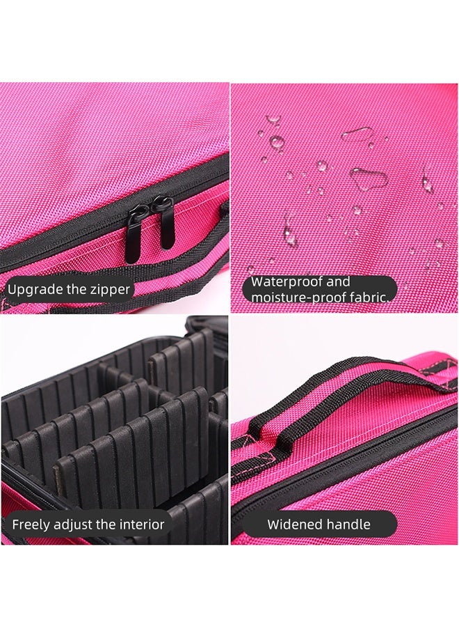 كيس تخزين مستحضرات التجميل ، كيس تخزين الماكياج ، كيس مستحضرات التجميل السفر ، كيس ماكياج السفر المقاوم للماء والرطوبة القابل للتعديل بحرية ، ثلاث طبقات كبيرة السعة ، 34 سم × 24 سم × 11 سم. - Image 4