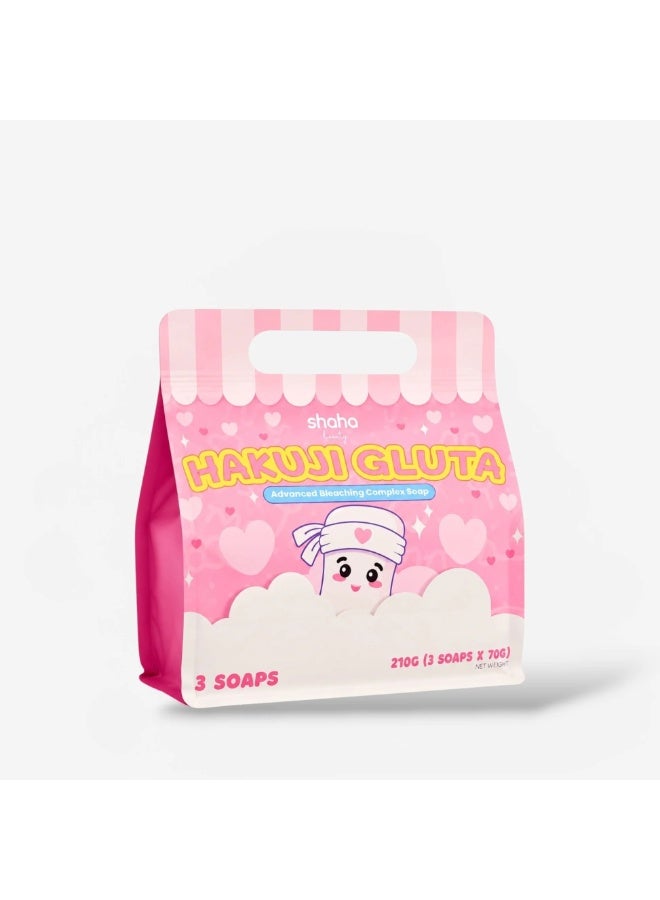 SHAHA Beauty Hakuji Gluta Advanced Bleaching Complex Soap 3 Soaps 210g(3 Soapsx70g) - Image 1