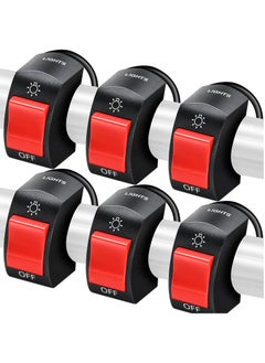 Y&D 6 Pieces Motorcycle Headlight Switch Handlebar Toggle 7/8 Inch 22 mm 12v on off Push Button for U5 U7 U2 Motorcycles Scooter Electromobile, Red  - Image 1