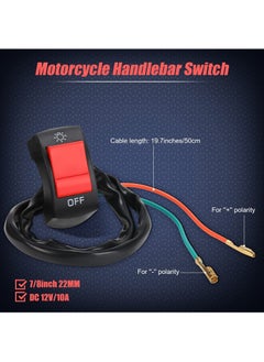 Y&D 6 Pieces Motorcycle Headlight Switch Handlebar Toggle 7/8 Inch 22 mm 12v on off Push Button for U5 U7 U2 Motorcycles Scooter Electromobile, Red  - Image 3