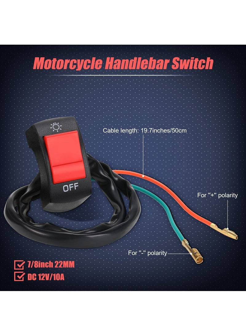 Y&D 6 Pieces Motorcycle Headlight Switch Handlebar Toggle 7/8 Inch 22 mm 12v on off Push Button for U5 U7 U2 Motorcycles Scooter Electromobile, Red  - Image 3