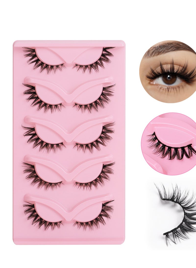 سفينة النور 5 أزواج من الرموش الاصطناعية ذات السيقان الشفافة ناعمة ومريحة ومناسبة للإطلالة النباتية - Image 2