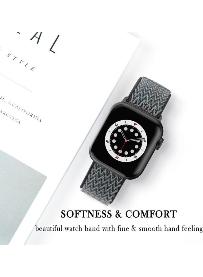 NIBEMINENT Wave Texture Nylon Replacement Watchbands For Apple Watch Series 1/2/3/4/5/6/7/SE 38-40-41mm Storm Grey - Image 2