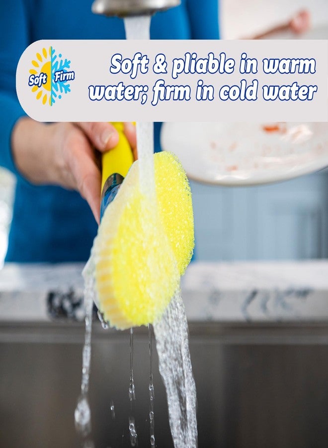 Scrub Daddy Dish Daddy Dish Wand & Refill Heads, Soap Dispensing Dish Brush, Texture Changing Washing Up Sponge With Liquid Handle, Dish Sponge with Built-in Scraper & Scrubbing Head, Drip stand, Blue - Image 2