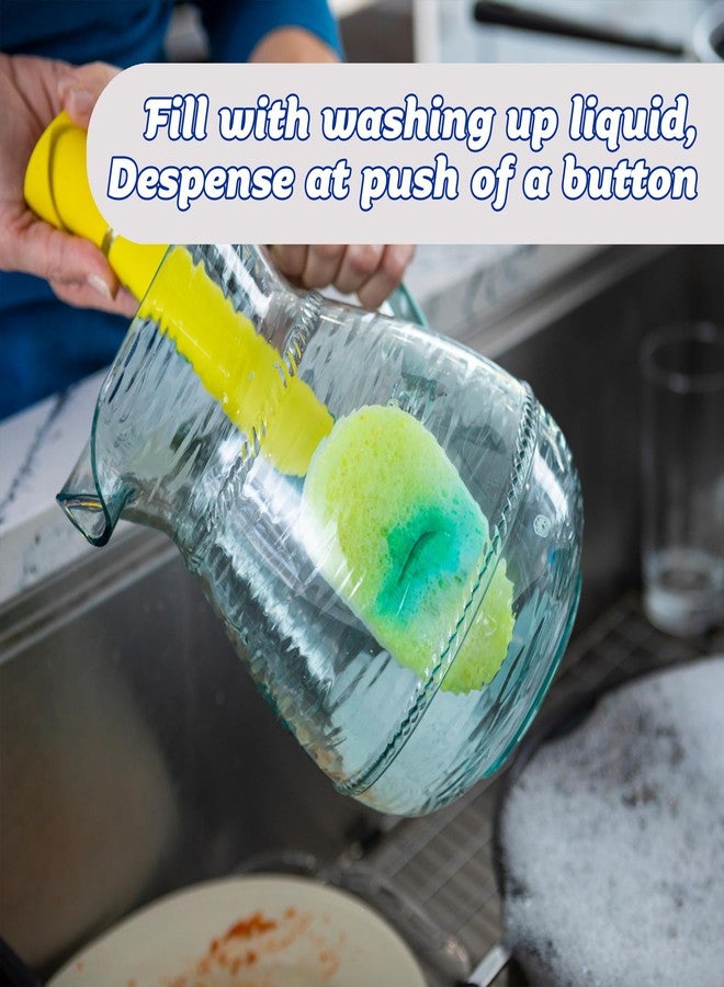 Scrub Daddy Dish Daddy Dish Wand & Refill Heads, Soap Dispensing Dish Brush, Texture Changing Washing Up Sponge With Liquid Handle, Dish Sponge with Built-in Scraper & Scrubbing Head, Drip stand, Blue - Image 3
