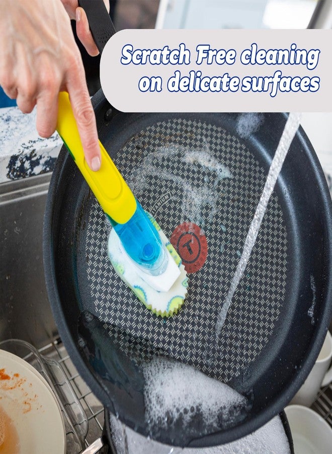 Scrub Daddy Dish Daddy Dish Wand & Refill Heads, Soap Dispensing Dish Brush, Texture Changing Washing Up Sponge With Liquid Handle, Dish Sponge with Built-in Scraper & Scrubbing Head, Drip stand, Blue - Image 5