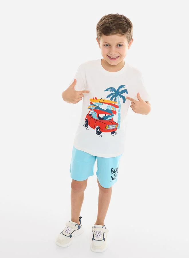 فكتور اند جين Victor And Jane Boys Graphic T-Shirt and Shorts Set