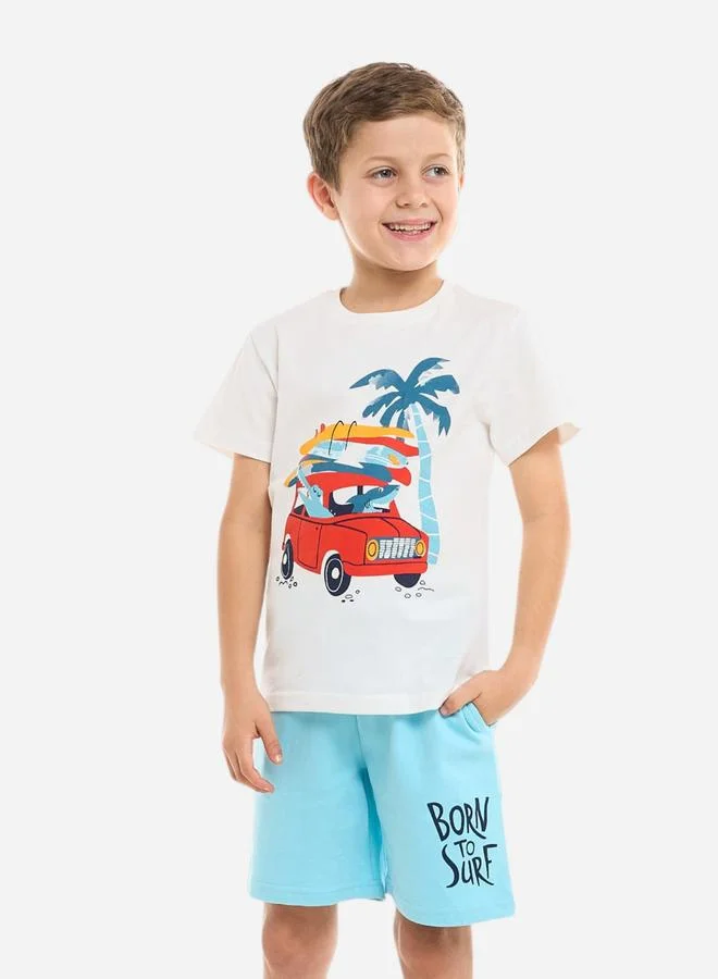 فكتور اند جين Victor And Jane Boys Graphic T-Shirt and Shorts Set