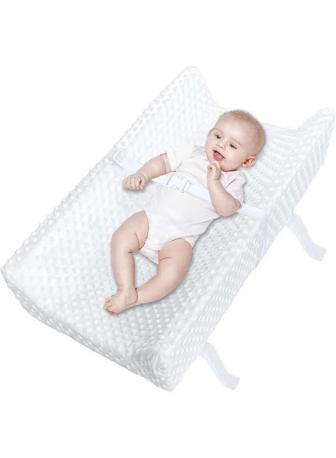 YENING YENING Baby Diaper Changing Pad for Dresser Top with Cover Waterproof Lining Foam Contoured Changing Table Pads Topper 31" x 16" White  - Image 1