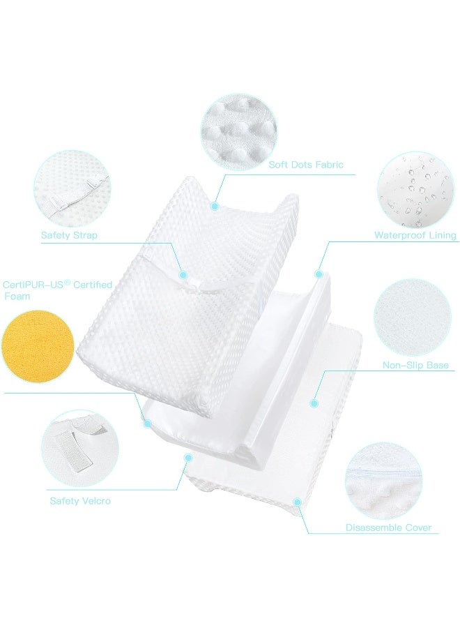 YENING YENING Baby Diaper Changing Pad for Dresser Top with Cover Waterproof Lining Foam Contoured Changing Table Pads Topper 31" x 16" White  - Image 2