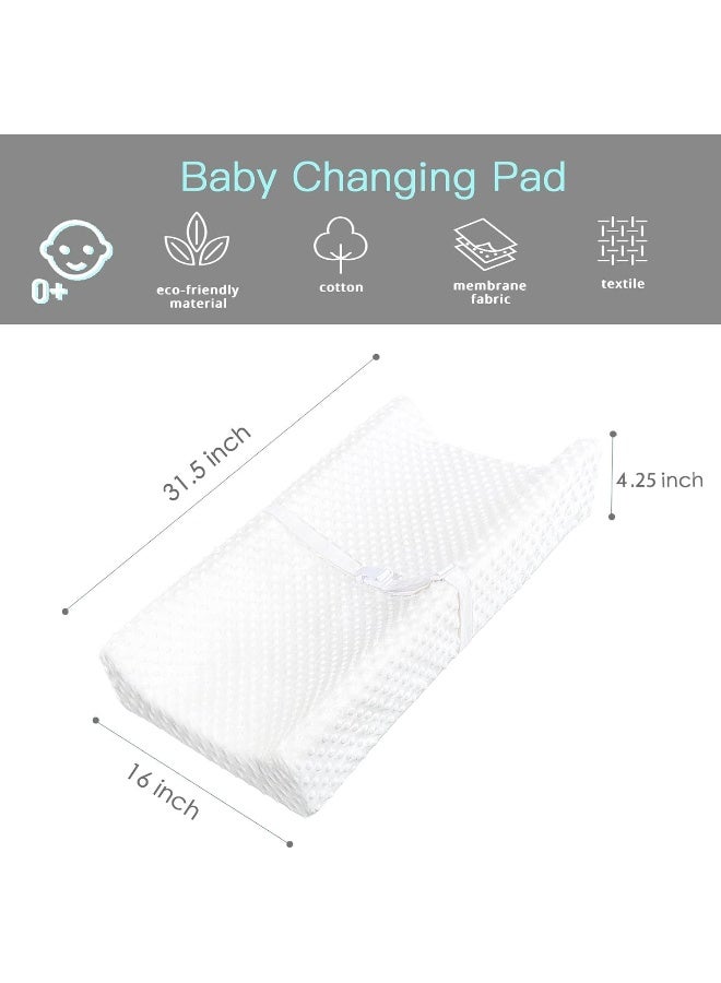 YENING YENING Baby Diaper Changing Pad for Dresser Top with Cover Waterproof Lining Foam Contoured Changing Table Pads Topper 31" x 16" White  - Image 4