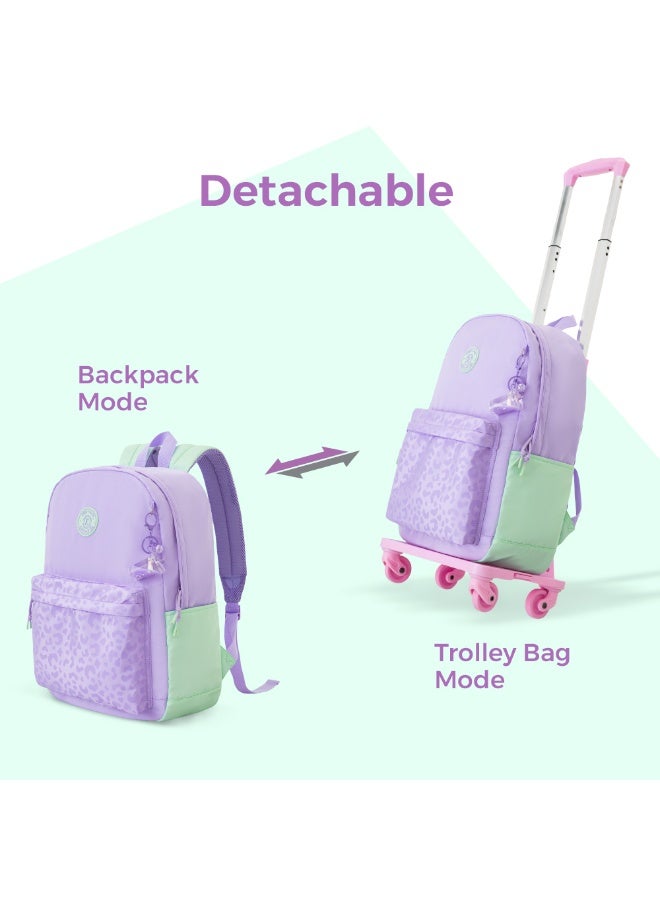 Eazy Kids 16.5” School Backpack w/ 4-Wheel Trolley–Lightweight Laptop School Bag Set, Glow Backpack Pink - Image 4