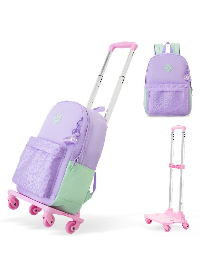 Eazy Kids 16.5” School Backpack w/ 4-Wheel Trolley–Lightweight Laptop School Bag Set, Glow Backpack Pink - Image 1
