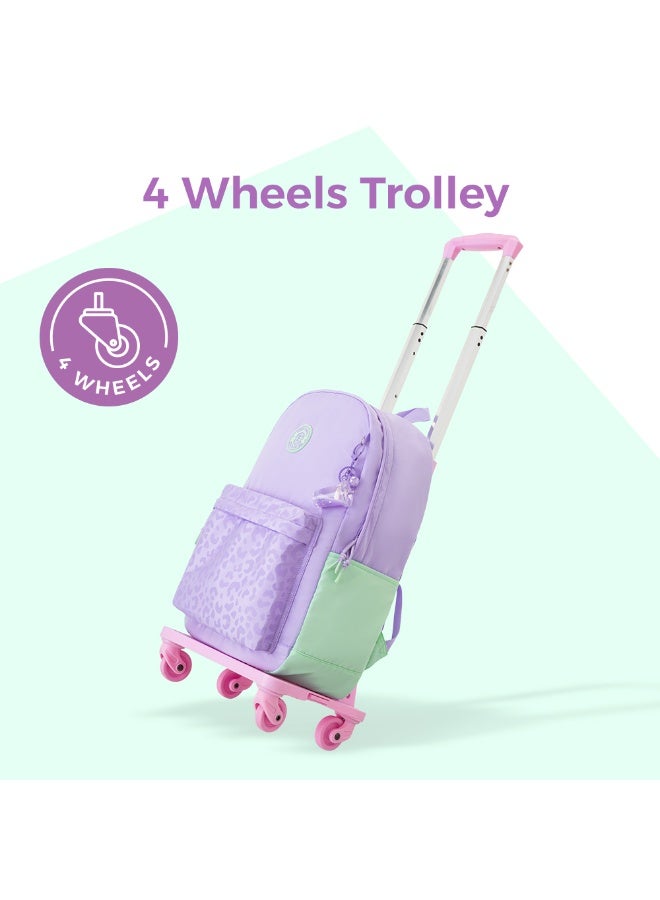 Eazy Kids 16.5” School Backpack w/ 4-Wheel Trolley–Lightweight Laptop School Bag Set, Glow Backpack Pink - Image 2