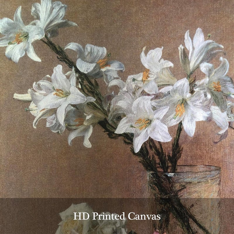 Pyradecor Vintage Wall Art Retro Natural Wood Framed Home Decor Roses and Lilies Canvas Prints Classical Floral Painting for Living Room Office Bedroom Farmhouse Kitchen Decorations AH1105-2025NW - Image 4