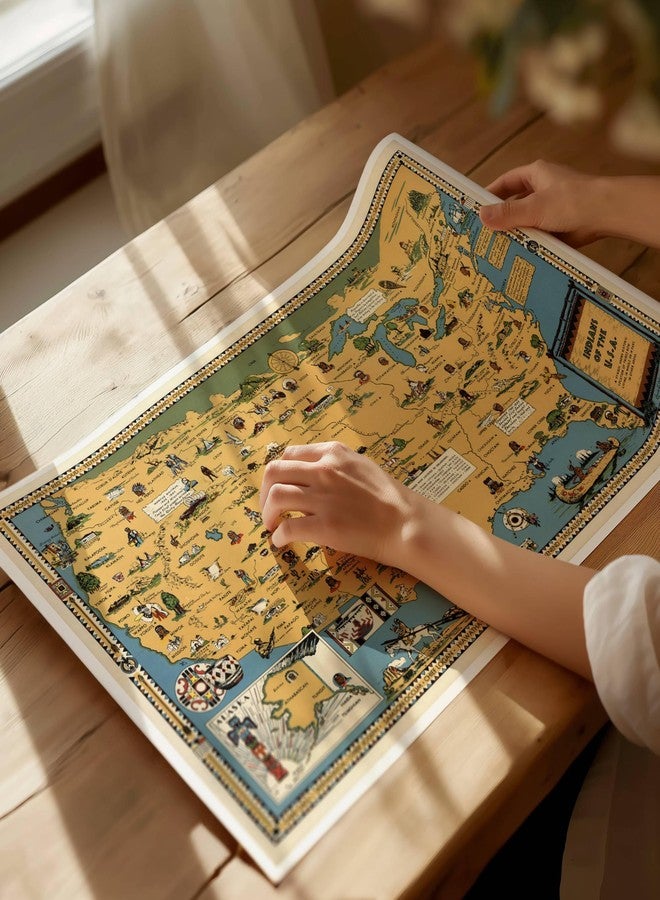 ArtCantHurtU USA Native American Indian Tribes Map - 16x24 inches - 1944 Unframed Pictorial Map Wall Poster, Wall Art Decor, Vintage Decorations - Indian People in America - Gift for Men, Women, Teachers - Image 4