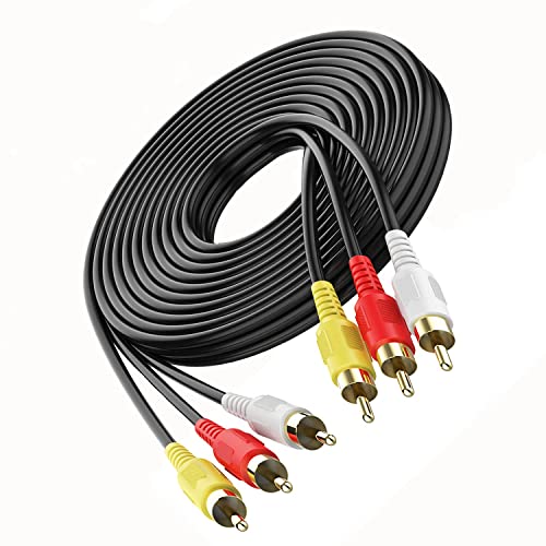 KEBILSHOP 3 RCA Male to Male 3 Rca Audio Video AV Cable. Suitable for TV LC LED Home Theater Laptop PC DVD .Black,1 Pc Pack. (10 Meter) - Image 1
