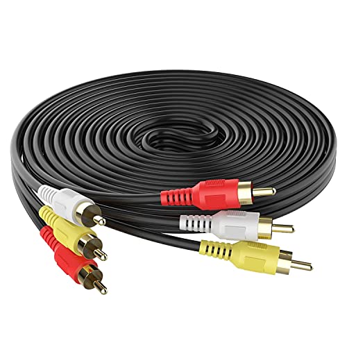 KEBILSHOP 3 RCA Male to Male 3 Rca Audio Video AV Cable. Suitable for TV LC LED Home Theater Laptop PC DVD .Black,1 Pc Pack. (10 Meter) - Image 2