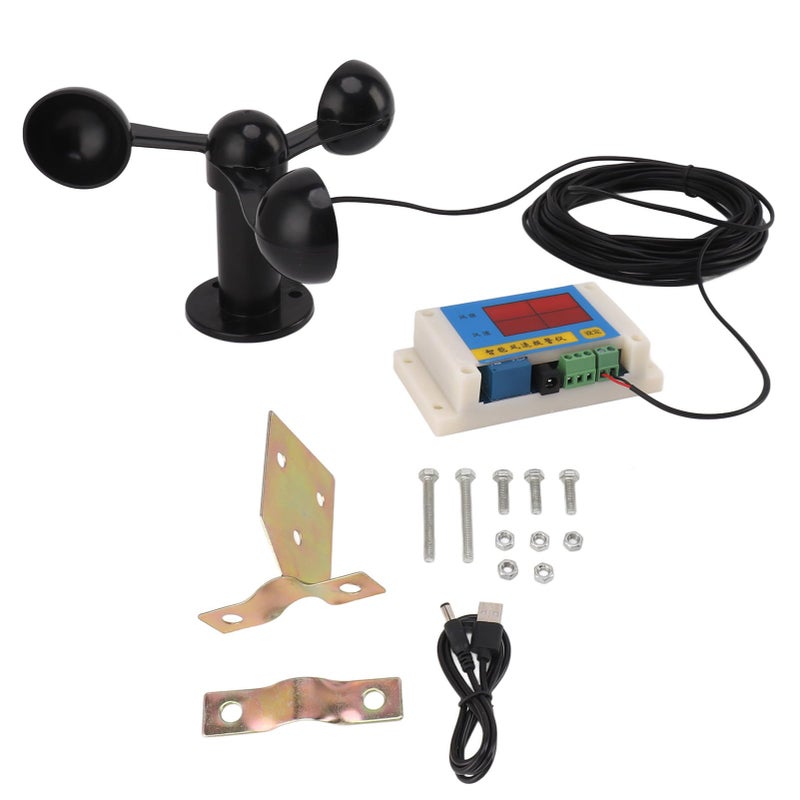 High Accuracy USB 5V Tower Anemometer with 3 Fan Blades Wind Speed Alarm 2 12 Level Power Memory - Image 2