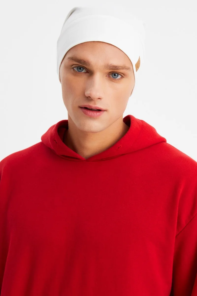Butikgiz Men's White 4 Seasons Cotton Flexible Ultra Soft Lightweight Sweatproof String Cotton Hat