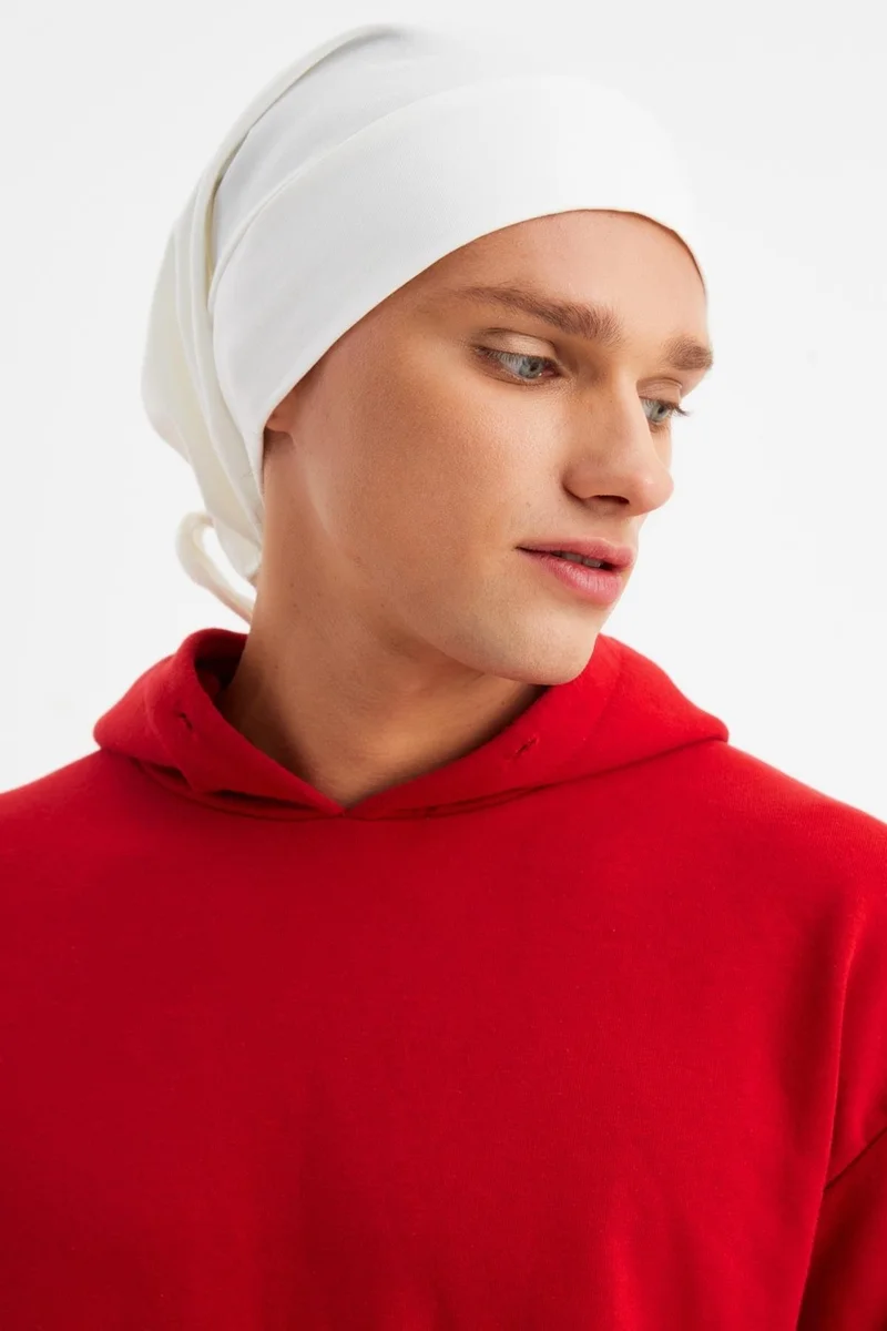Butikgiz Men's White 4 Seasons Cotton Flexible Ultra Soft Lightweight Sweatproof String Cotton Hat