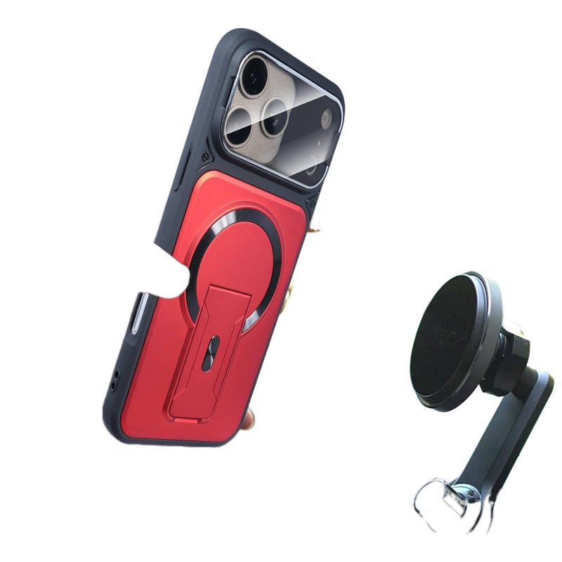 PC MagSafe Case for iPhone 13 with Drop Protection and Kickstand plus Shockproof plus Strong Magnetic plus Lens Protector in Orange - Veloris - Image 5