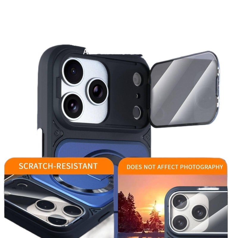 PC MagSafe Case for iPhone 13 with Drop Protection and Kickstand plus Shockproof plus Strong Magnetic plus Lens Protector in Orange - Veloris - Image 4