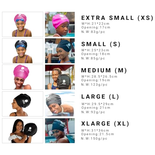 Happy Mane Silicone Swim Cap for Braids and Dreadlocks - Keeps Your Hair Dry While Swimming and Bathing Long Hair, Extensions, and Curly Hair - Large Shower Cap for Women, Men, Kids (Black, Small) - Image 2