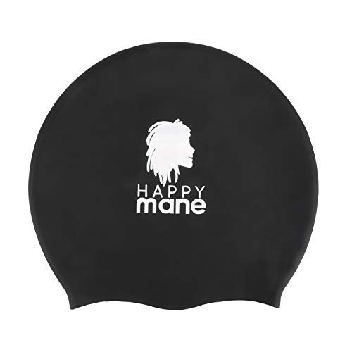Happy Mane Silicone Swim Cap for Braids and Dreadlocks - Keeps Your Hair Dry While Swimming and Bathing Long Hair, Extensions, and Curly Hair - Large Shower Cap for Women, Men, Kids (Black, Small) - Image 3