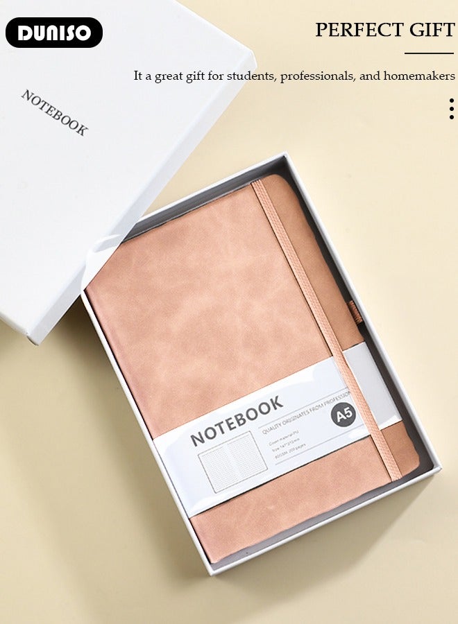 دونيسو دفاتر يوميات مبطنة، مفكرة A5 مع شريط علامة قلم، ورق مبطن 80 جرام، دفاتر جلدية تقليدية للنساء والرجال للسفر والأعمال والمكتب - Image 5