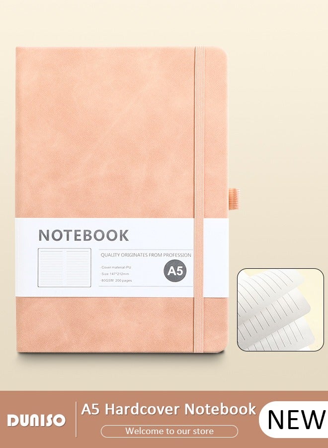 دونيسو دفاتر يوميات مبطنة، مفكرة A5 مع شريط علامة قلم، ورق مبطن 80 جرام، دفاتر جلدية تقليدية للنساء والرجال للسفر والأعمال والمكتب - Image 1