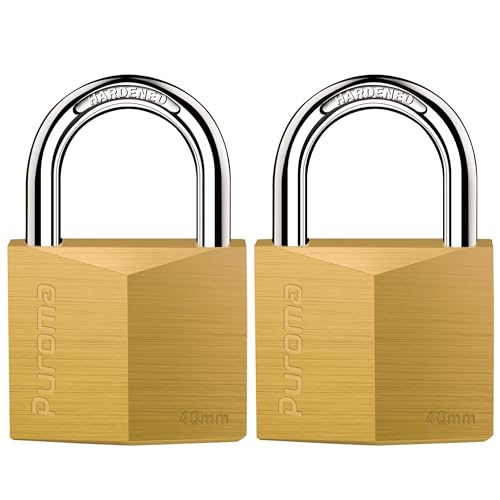 Puroma 2 Pack Keyed Padlock Waterproof Solid Brass Lock 11 Inch Padlock with 3 Keys Alike for Sheds Storage Unit School Gym Locker Fence Toolbox Hasp Storage - Image 1