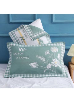 Cotton pillow towel large extra-large thickened three-layer gauze student home couple stain-resistant Four Seasons sweat-absorbing single pillow headscarf Lotus pond Moonlight cyan