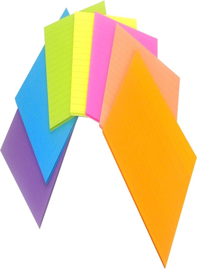 4A Sticky Notes,6 x 8 Inches,Large Size,7 Different Neon Colors,Lined,Self-Stick Notes,60 Sheets/Pad,7 Pads/Pack,4A 6087-NL-420 - Image 3