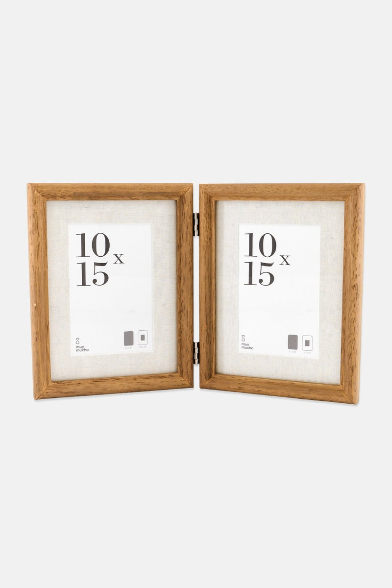 Muy Mucho Double Wooden Frame 10 x 15 , Brown  - Image 1