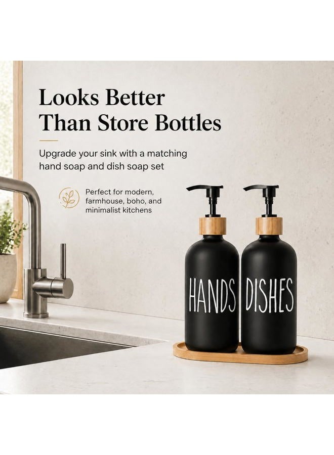 Aeakey Soap Dispenser,Dish Soap Dispenser for Kitchen Sink.Glass Hand Soap Dispenser, Modern Farmhouse Decor Dish Soap Dispenser for Bathroom,Kitchen Sink Decor - Image 2