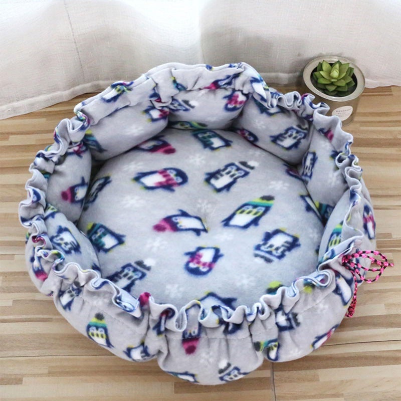 Design Round Pet Bed Warm Cushion House Dog Nest Kennel For Small Sofa Plush L Size - Image 4