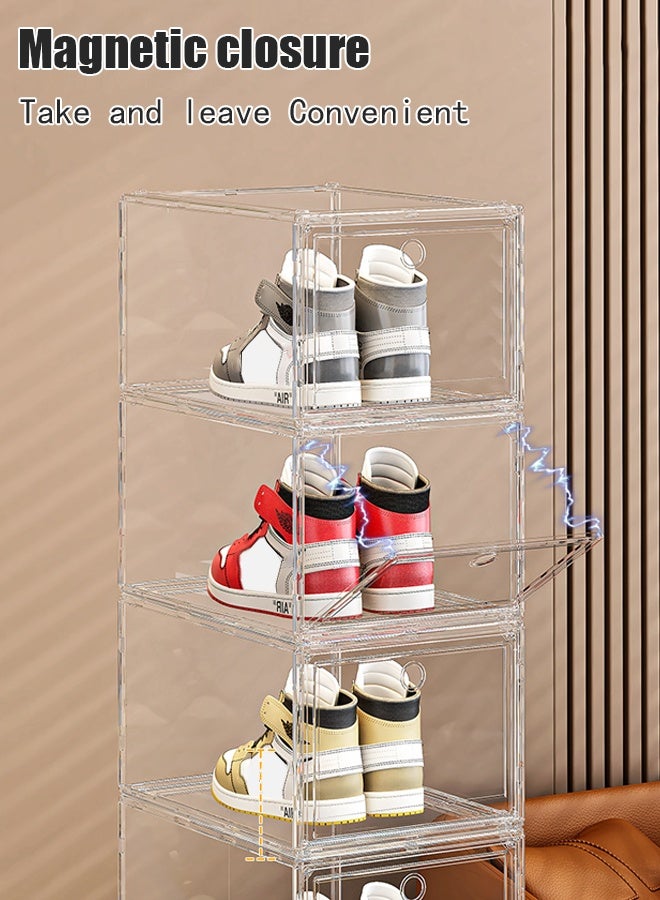 Generic Thickened shoe box, fully transparent magnetic shoe storage box, multi-layer stacked shoe cabinet, plastic shoe rack, large-sized AJ shoe box  - Image 4