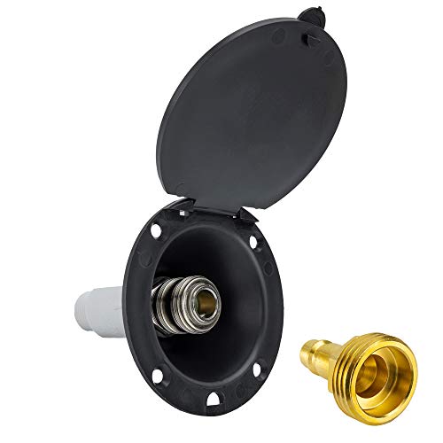 RecPro RV Exterior Spray Port HookUp Connector Optional Hose with Sprayer or Quick Connector RV Exterior Shower Port Black Quick Connector - Image 1